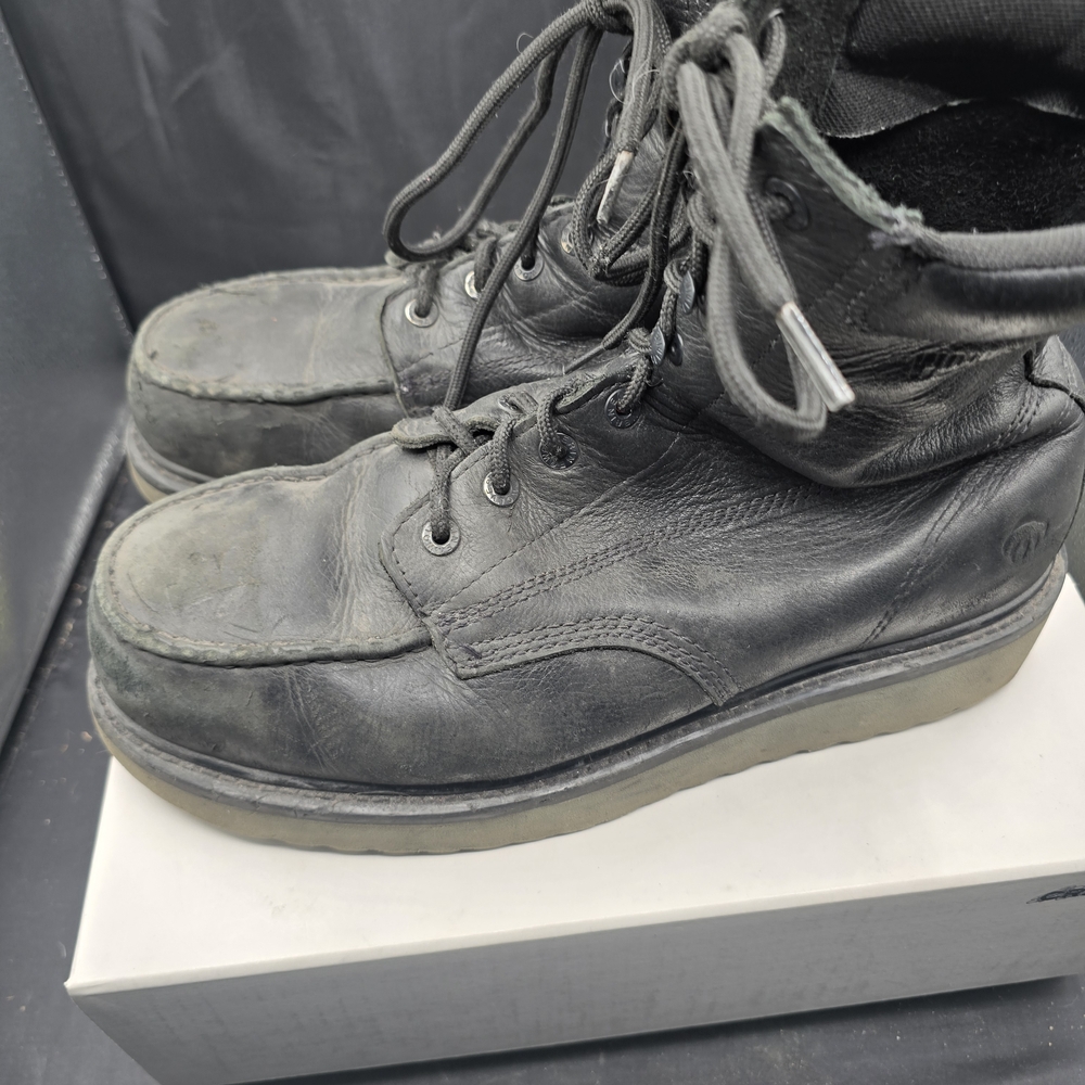 Wolverine Black Leather Lace-Up Boots